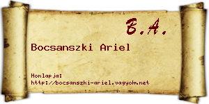 Bocsanszki Ariel névjegykártya